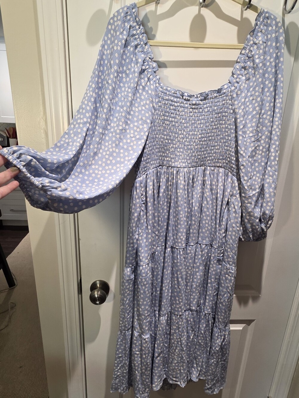 torrid Light Blue & White Polka Dot Smocked Dress